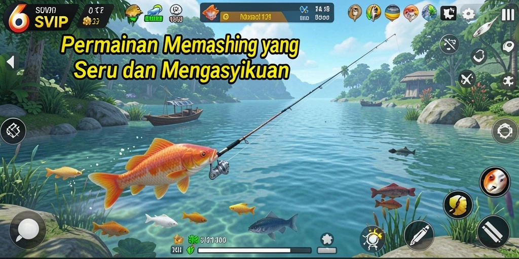 Screenshot gameplay 6SVIP dengan aksi memancing yang seru.