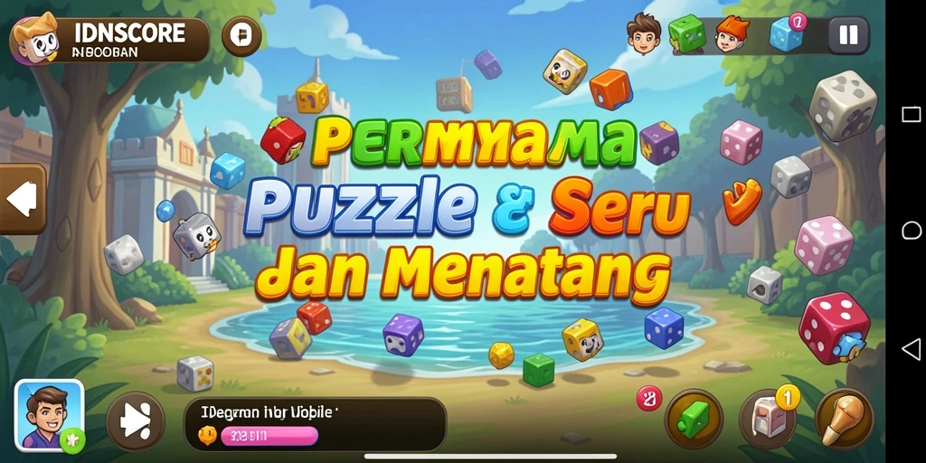 Tampilan gameplay IDNSCORE yang penuh warna dan menantang.