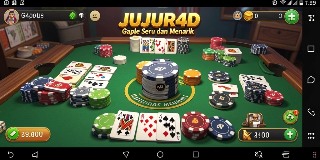 Tampilan gameplay menarik dalam JUJUR4D saat bermain Gaple.