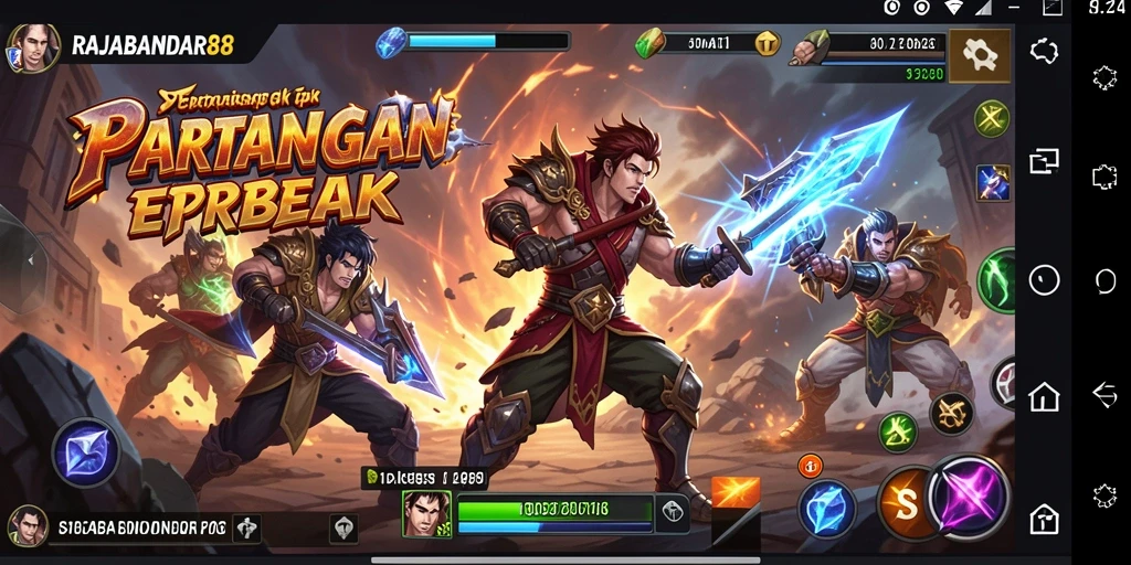 Screenshot gameplay RAJABANDAR88 dengan aksi pertarungan yang intens.