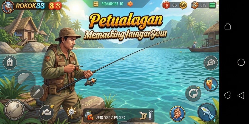Tampilan gameplay ROKOK88 dengan pengalaman memancing yang memukau.
