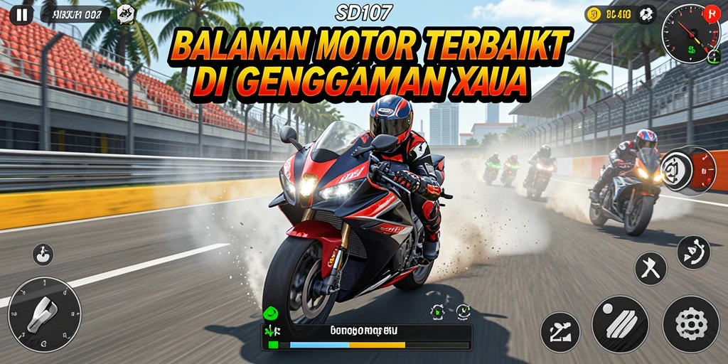 Gameplay SD107 yang mendebarkan dengan balapan motor yang seru.