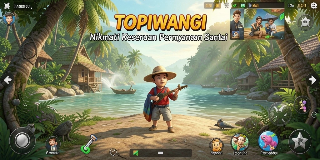 Tampilan menarik dari gameplay TOPIWANGI yang penuh warna.
